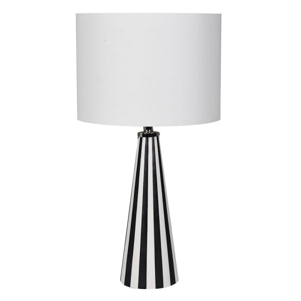 Kinnerton black and white bone inlay table lamp 72 cm with linen shade