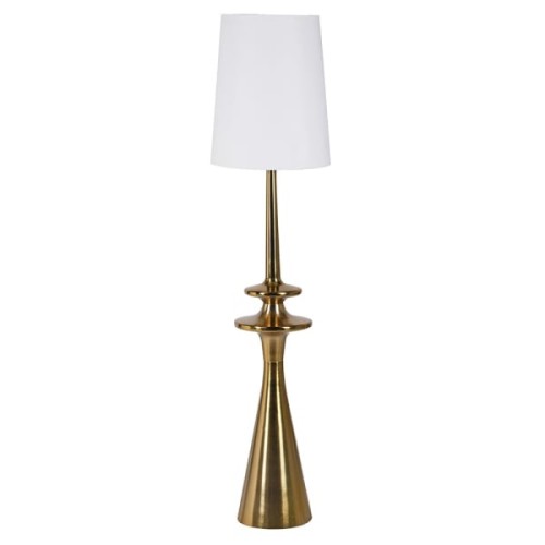 Belgrave Gold Floor Lamp 161 cm – Gold Metal Base with White Linen Shade