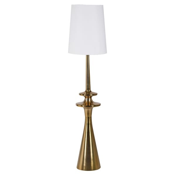 Belgrave Gold floor lamp 161 cm with white linen shade