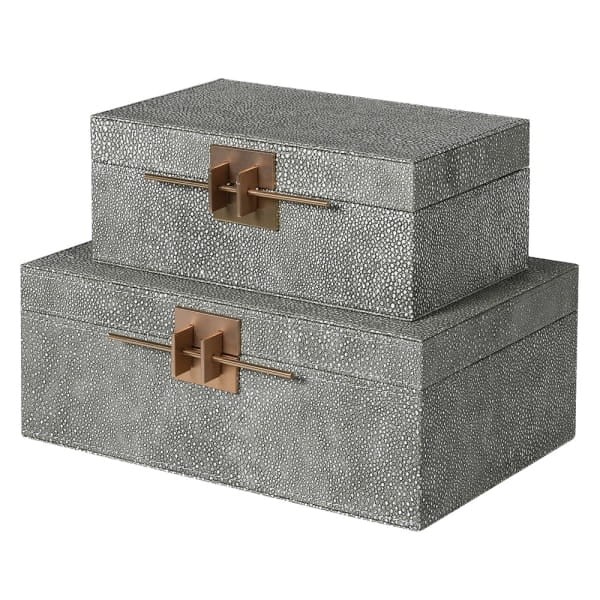 Telcon Grey decorative storage boxes set of two