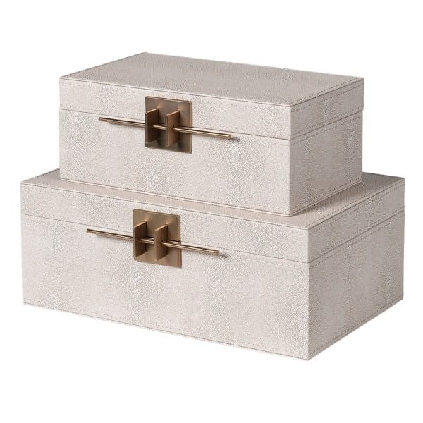 Telcon Ivory decorative storage boxes set of two