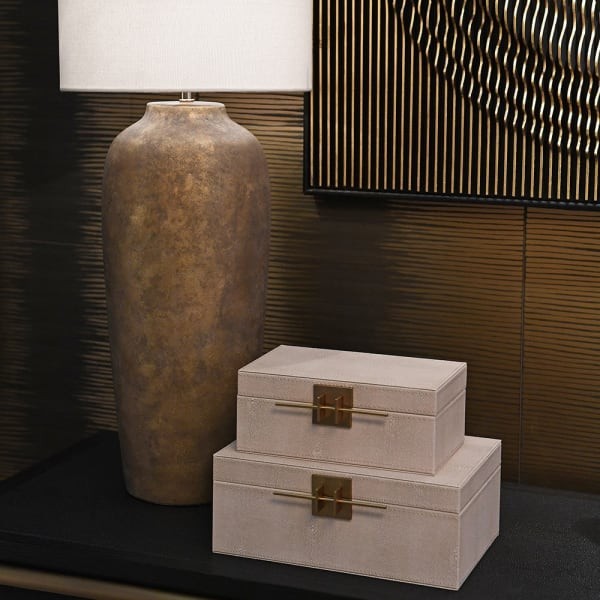 Cream Telcon Ivory boxes with gold-toned details