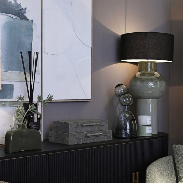 Grey decorative storage boxes Chelsea Grey with gold handles set of 2