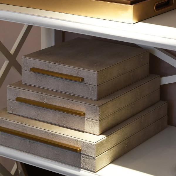 Ivory Enderby boxes with gold-toned handles