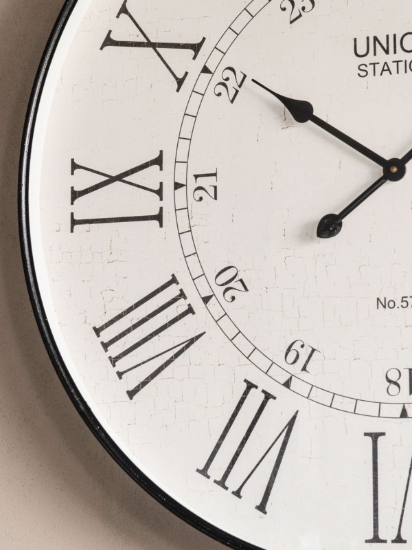 Telcon Round Wall Clock 80 cm glass dial grey frame