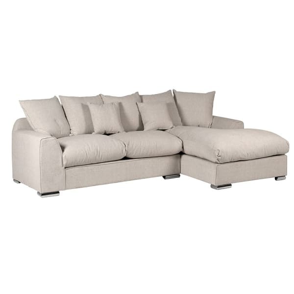 Boscobel Corner Sofa 260 cm light beige sofa with cushions linen cotton