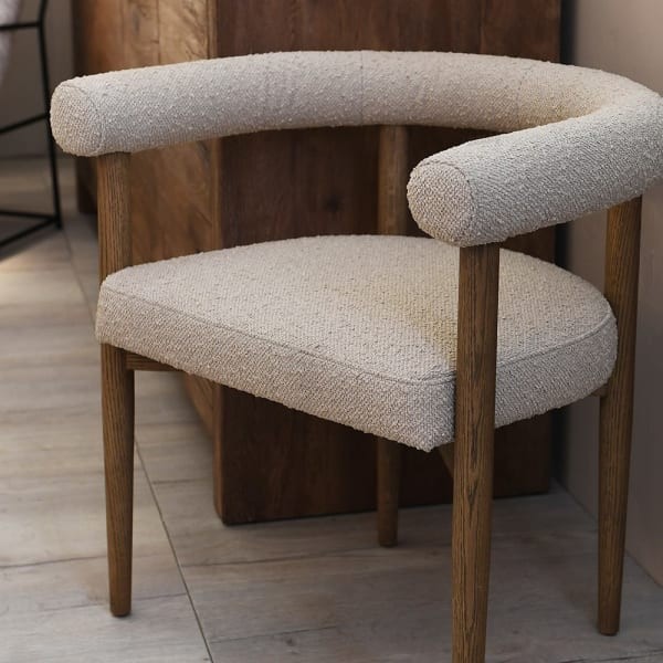 Pimlico Cream Boucle Dining Chair ash wood 70 cm