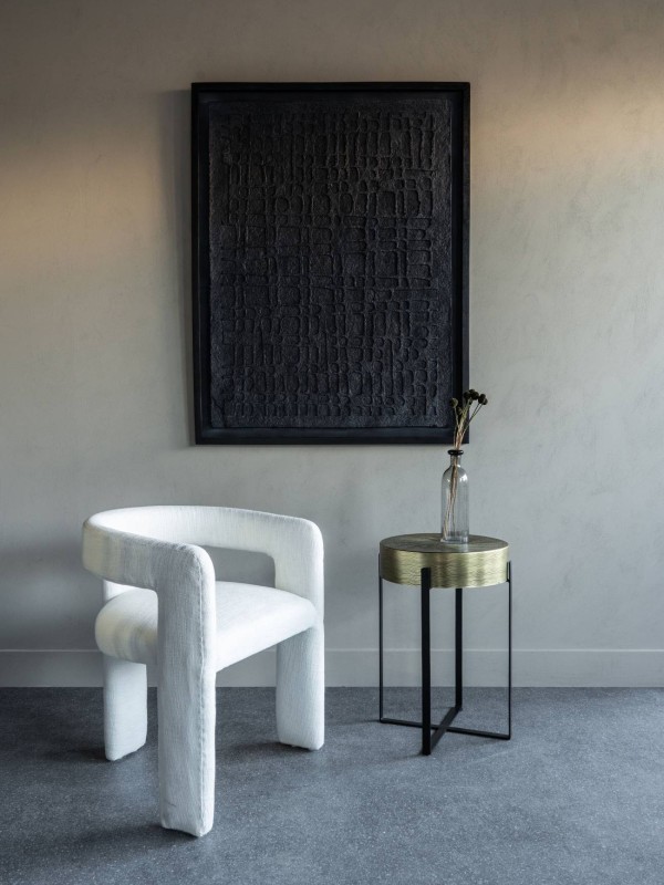 Krzesło fotel Ivory 72 cm całość tapicerowana bawełna białe krzesło