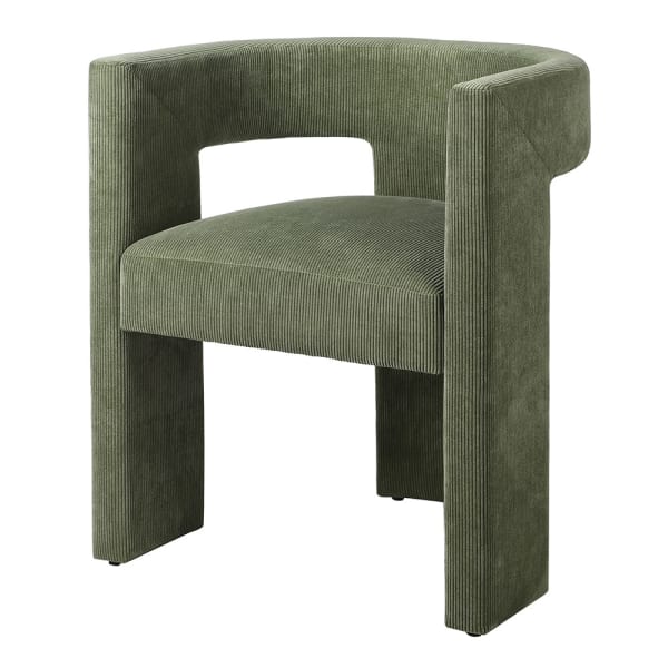 Green upholstered dining chair with arms