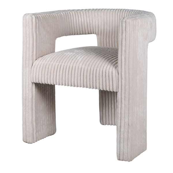 Modern cream dining chair with sculptural upholstered design