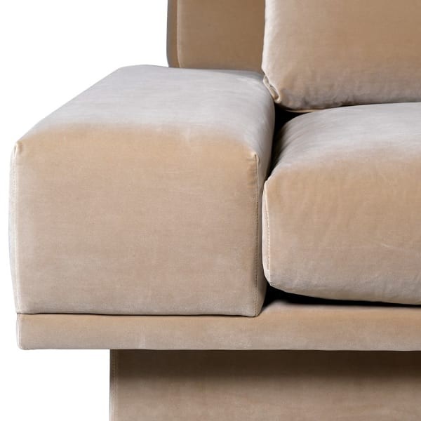 Lyall Beige Velvet Sofa 240 cm – Modern Classic with Rubberwood Frame
