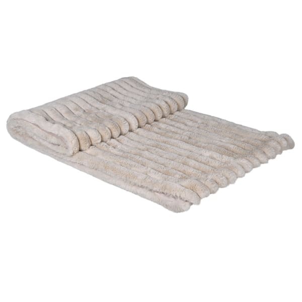 Luxury light grey faux fur throw for elegant bedroom interior
