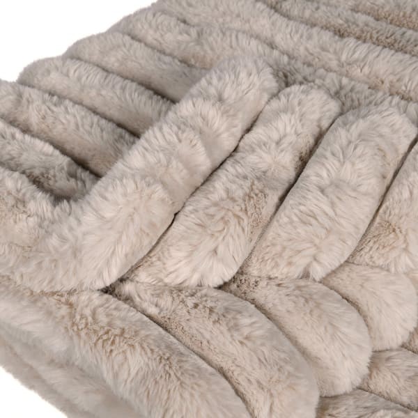 Luxury light grey faux fur throw for elegant bedroom interior