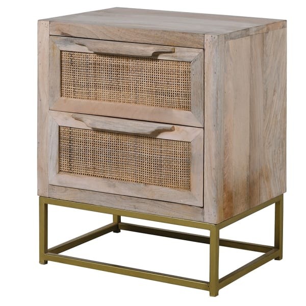 Cane bedside table 56 cm in natural mango wood