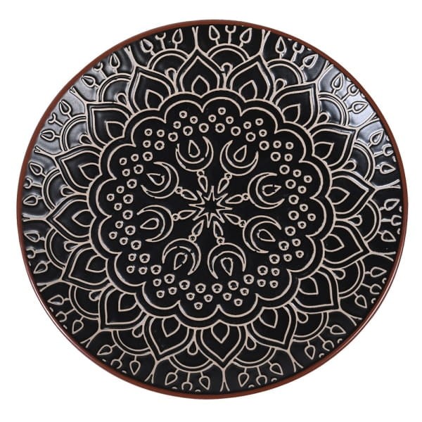 Mandala Dark 12-Piece Stoneware Plates and Bowls Set