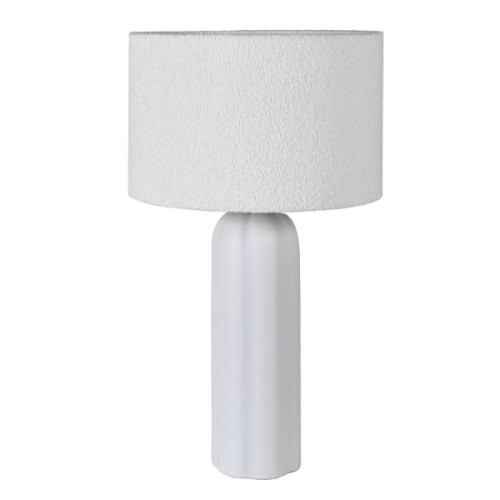 White Boucle Table Lamp 74 cm with Ceramic Base