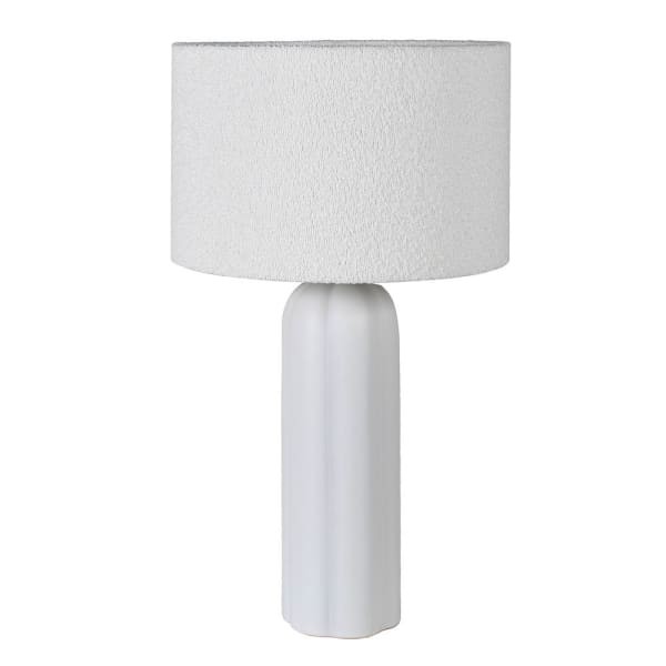 White Boucle table lamp 74 cm with ceramic base