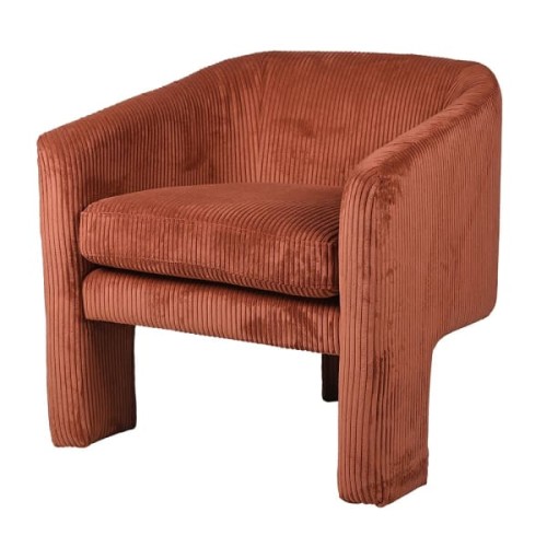 Orange Velvet Accent Chair with Open-Frame Design