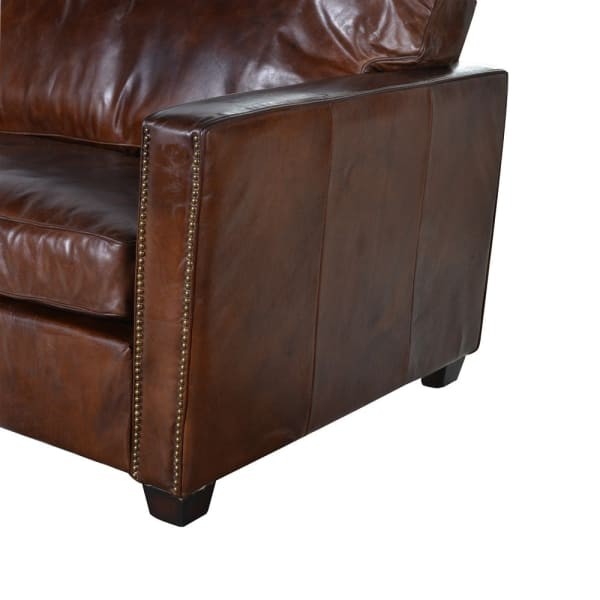 Lyall Brown III Leather Sofa 221 cm – Three-Seater in Natural Brown Leather