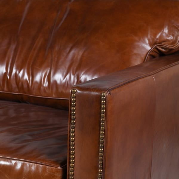 Lyall Brown III Leather Sofa 221 cm – Three-Seater in Natural Brown Leather