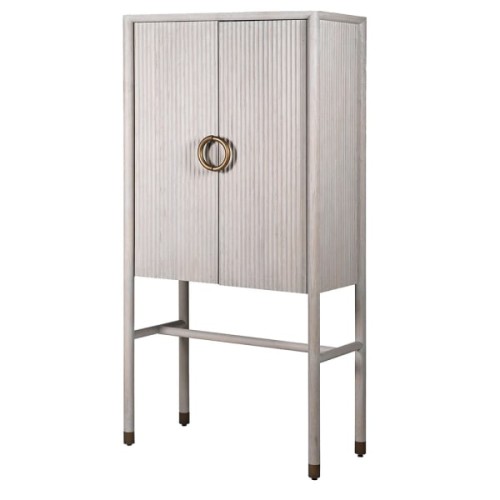 White Belgravia Bar Cabinet 182 cm light oak drinks cabinet
