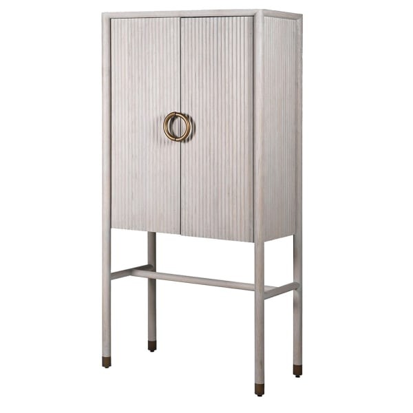 White Belgravia Bar Cabinet 182 cm light oak drinks cabinet