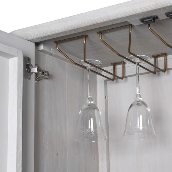 White Belgravia Bar Cabinet 182 cm light oak drinks cabinet