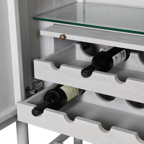 White Belgravia Bar Cabinet 182 cm light oak drinks cabinet