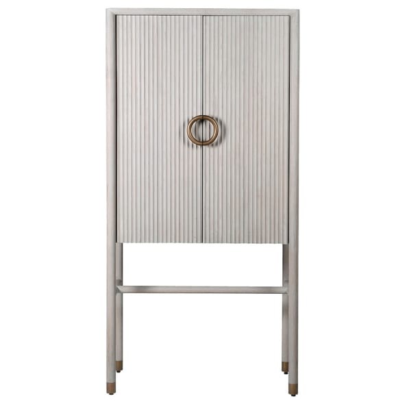 White Belgravia Bar Cabinet 182 cm light oak drinks cabinet
