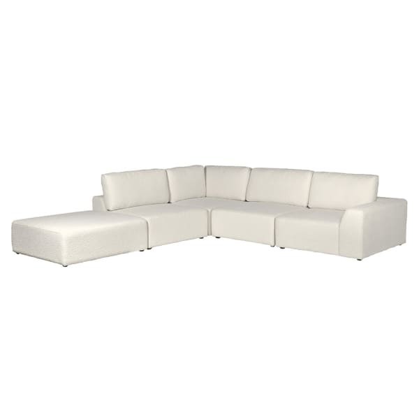 Cloud Bouclé White Modular Corner Sofa – 5-Piece Living Room Set