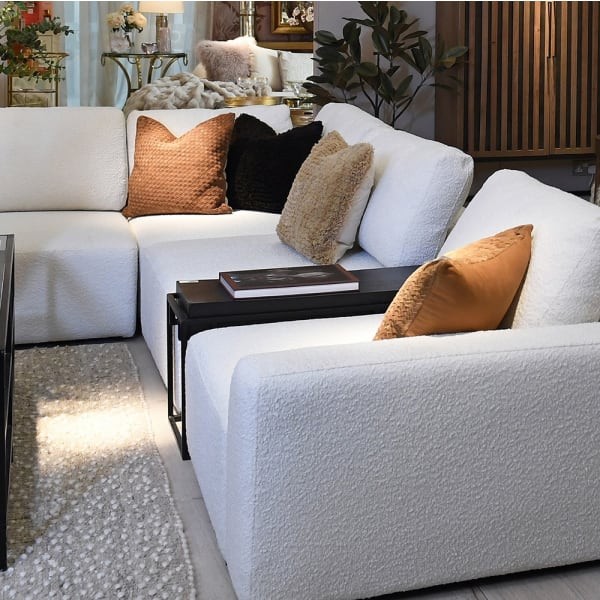 Cloud Bouclé White Modular Corner Sofa – 5-Piece Living Room Set