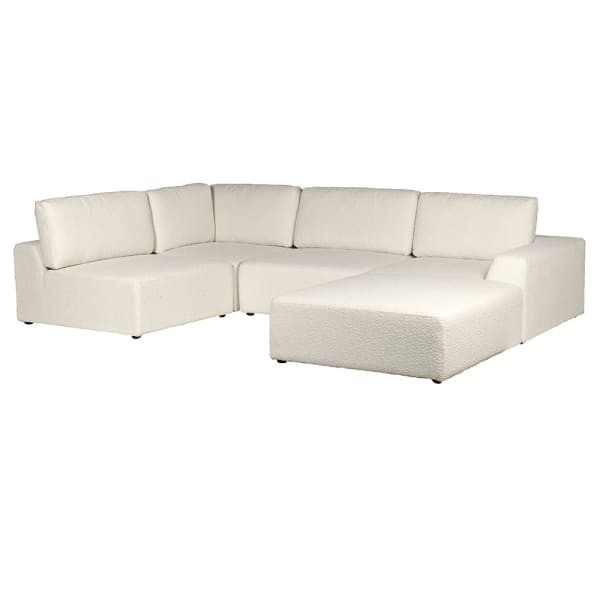 Cloud Bouclé White Modular Corner Sofa – 5-Piece Living Room Set
