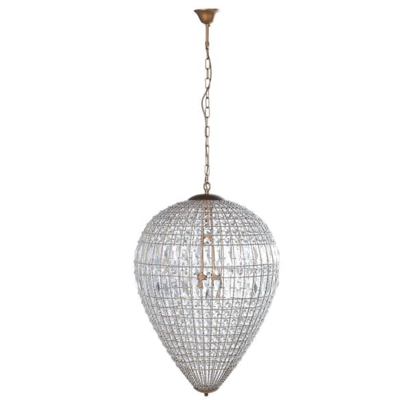Montpelier Drop Large crystal chandelier in antique gold