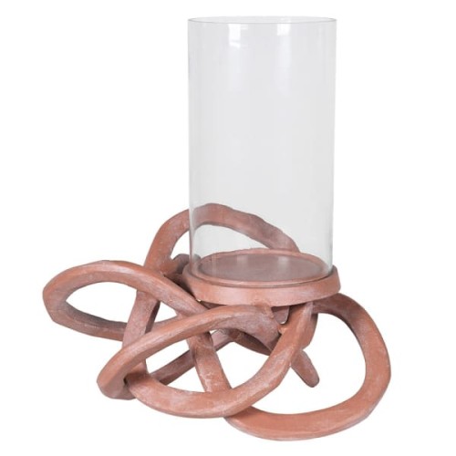 Knot Terracotta Large Decorative Glass Lantern 48 cm