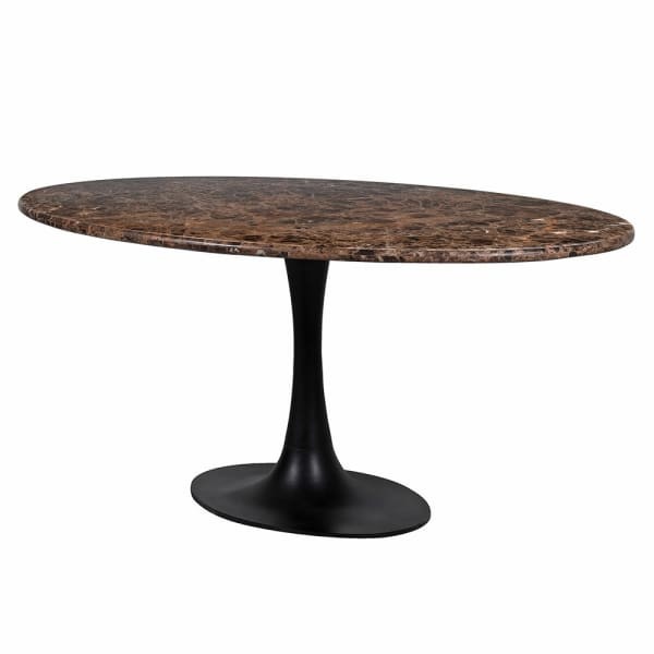 Emperador marble oval dining table measuring 180 cm