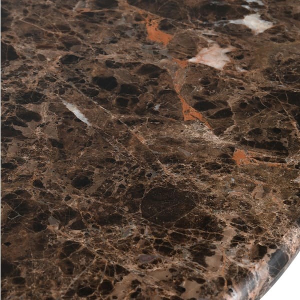 Emperador marble table with a central iron pedestal