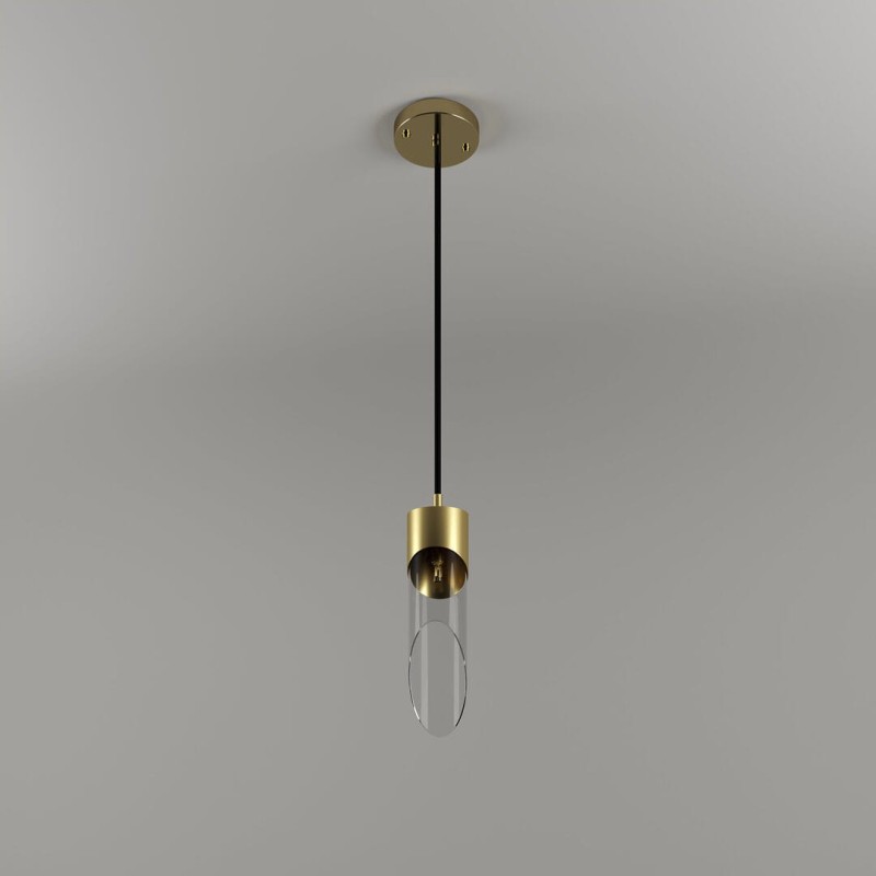 Lampa sufitowa Bamboo pojedyncza złoty mosiądz szklany klosz od Creativemary