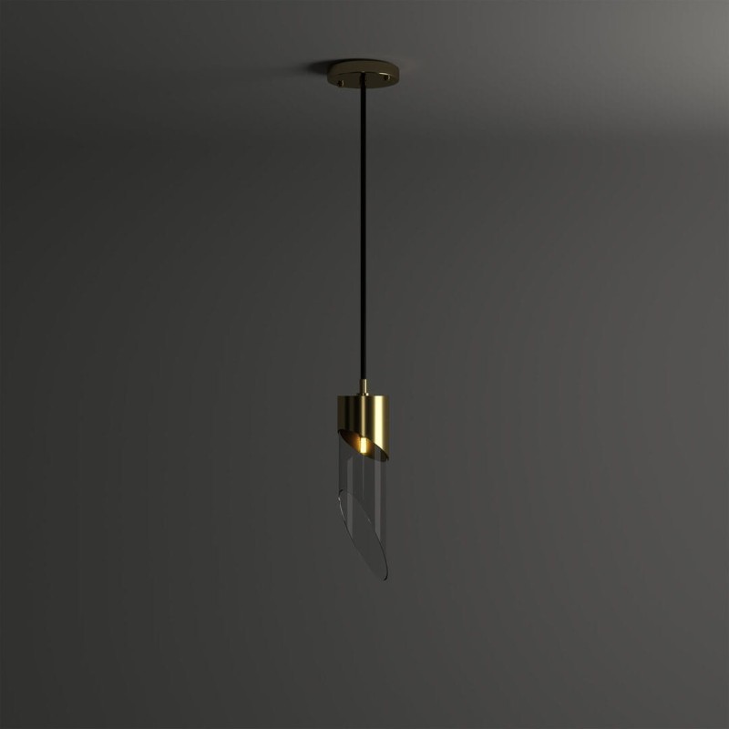 Lampa sufitowa Bamboo pojedyncza złoty mosiądz szklany klosz od Creativemary