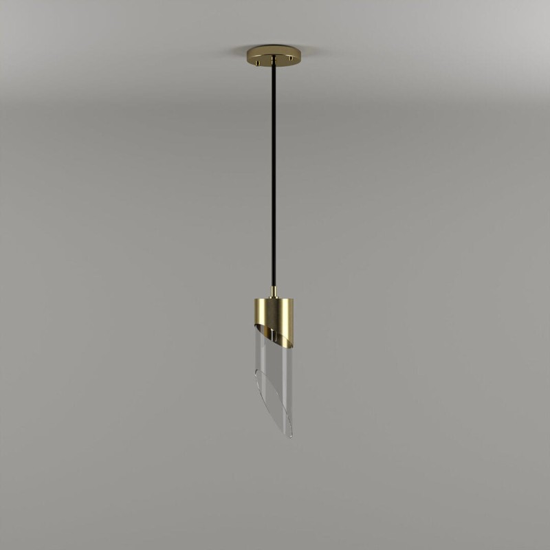 Lampa sufitowa Bamboo pojedyncza złoty mosiądz szklany klosz od Creativemary