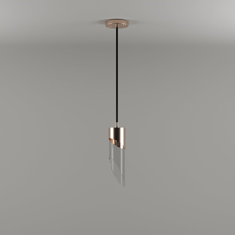 Lampa sufitowa Bamboo pojedyncza złoty mosiądz szklany klosz od Creativemary