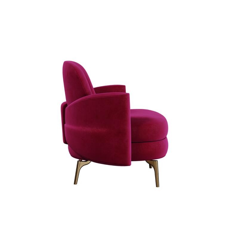 Marilyn Velvet Armchair by Ottiu with Gold Brass Legs and Bow Detail on the Backrest