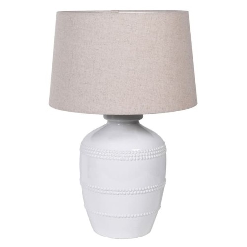 Beaded White Ceramic Table Lamp 62 cm