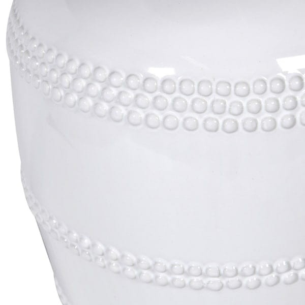 White ceramic table lamp 62 cm with beige linen shade