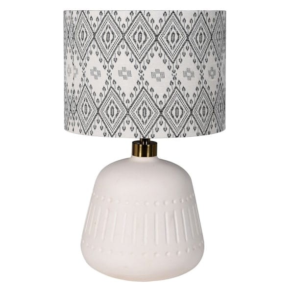Orient white ceramic table lamp 64 cm with hand-woven linen shade