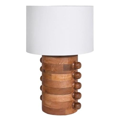 Wooden Ascott Mango Wood Table Lamp 60 cm – White Cotton Shade