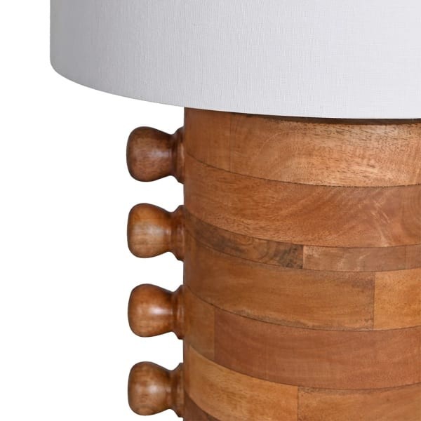 Mango wood table lamp with white cotton shade