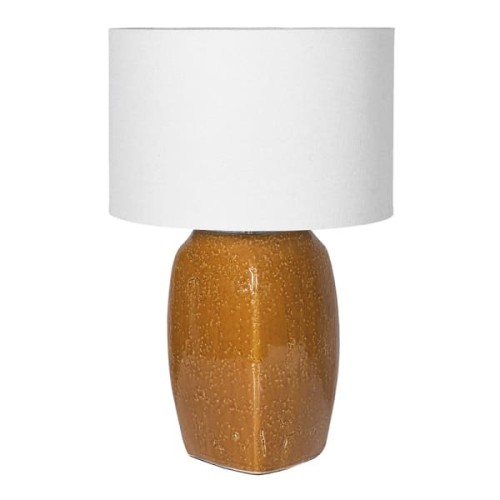 Ochre Ceramic Table Lamp 60 cm – White Linen Shade