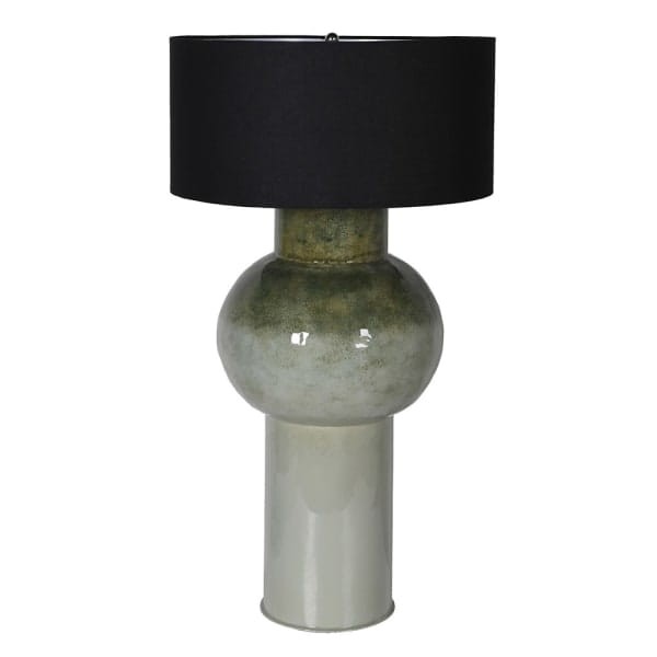 Lyall Green large table lamp with a black linen shade