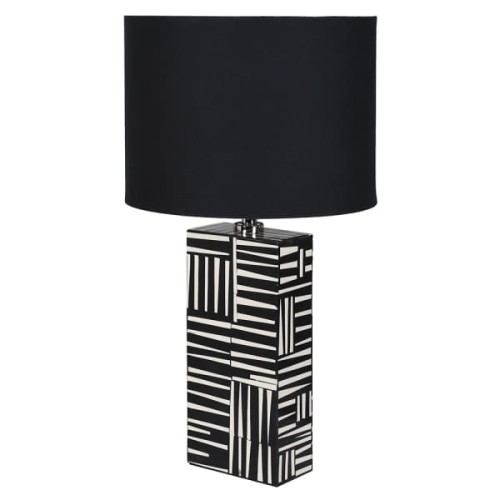 Kinnerton Block Black and White Bone Inlay Table Lamp 71 cm