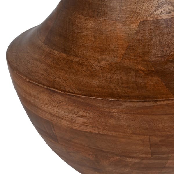 Large wooden table lamp with embroidered linen lampshade for luxury interiors